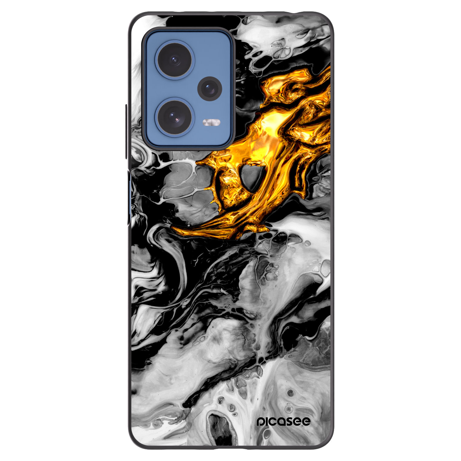 Picasee fekete szilikon tok az alábbi mobiltelefonokra Xiaomi Redmi Note 12 Pro 5G - Black Gold 2