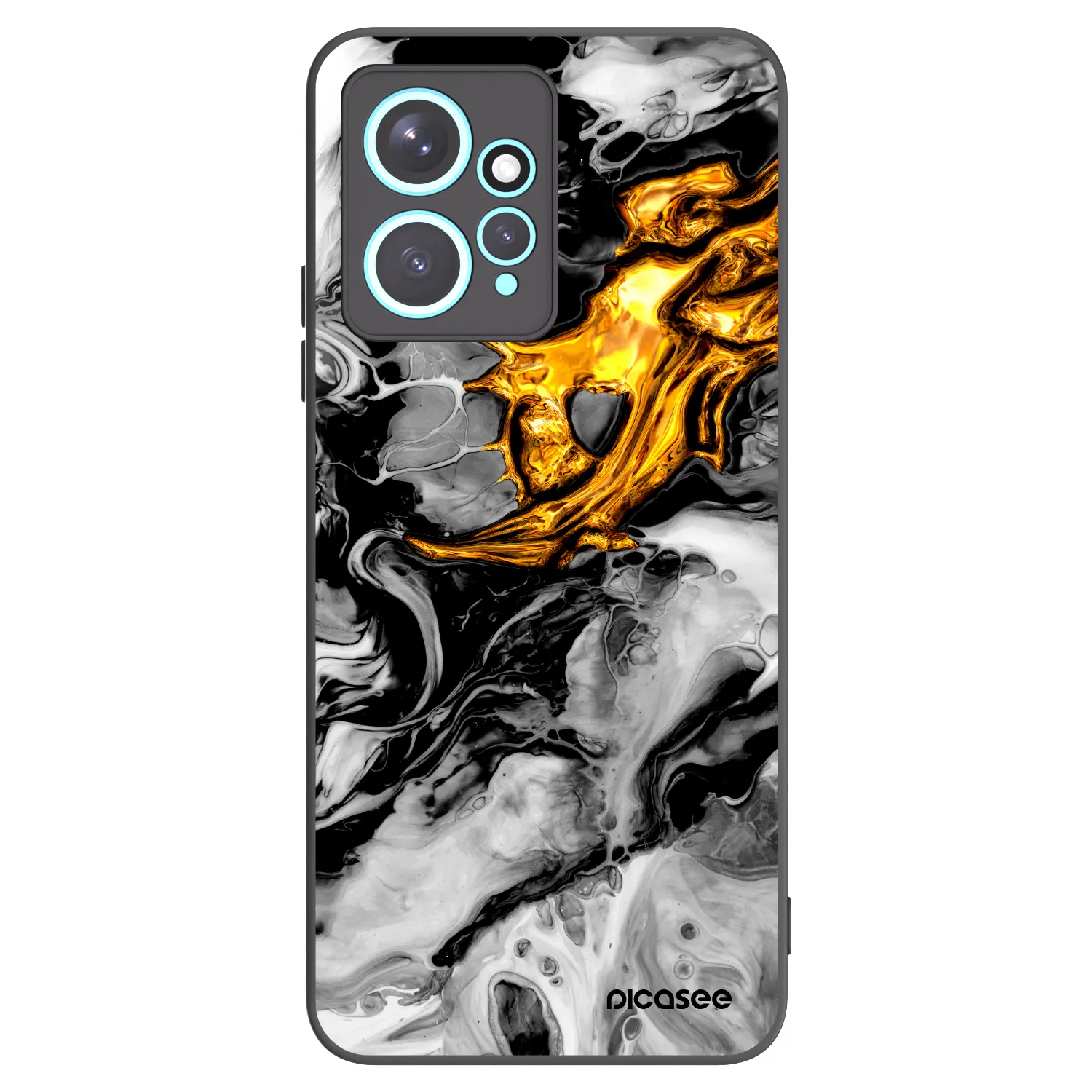 Picasee fekete szilikon tok az alábbi mobiltelefonokra Xiaomi Redmi Note 12 4G - Black Gold 2