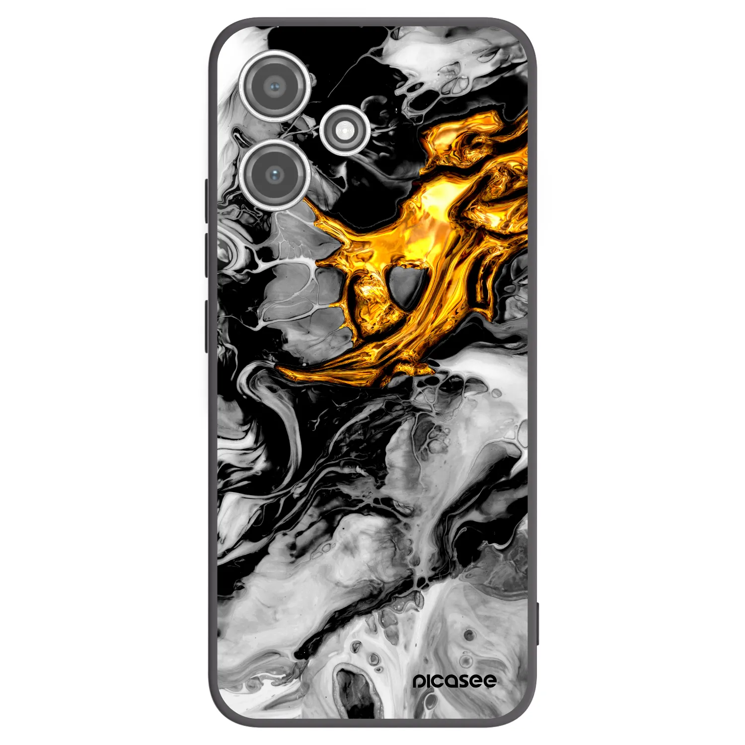 Picasee fekete szilikon tok az alábbi mobiltelefonokra Xiaomi Redmi 12 5G - Black Gold 2