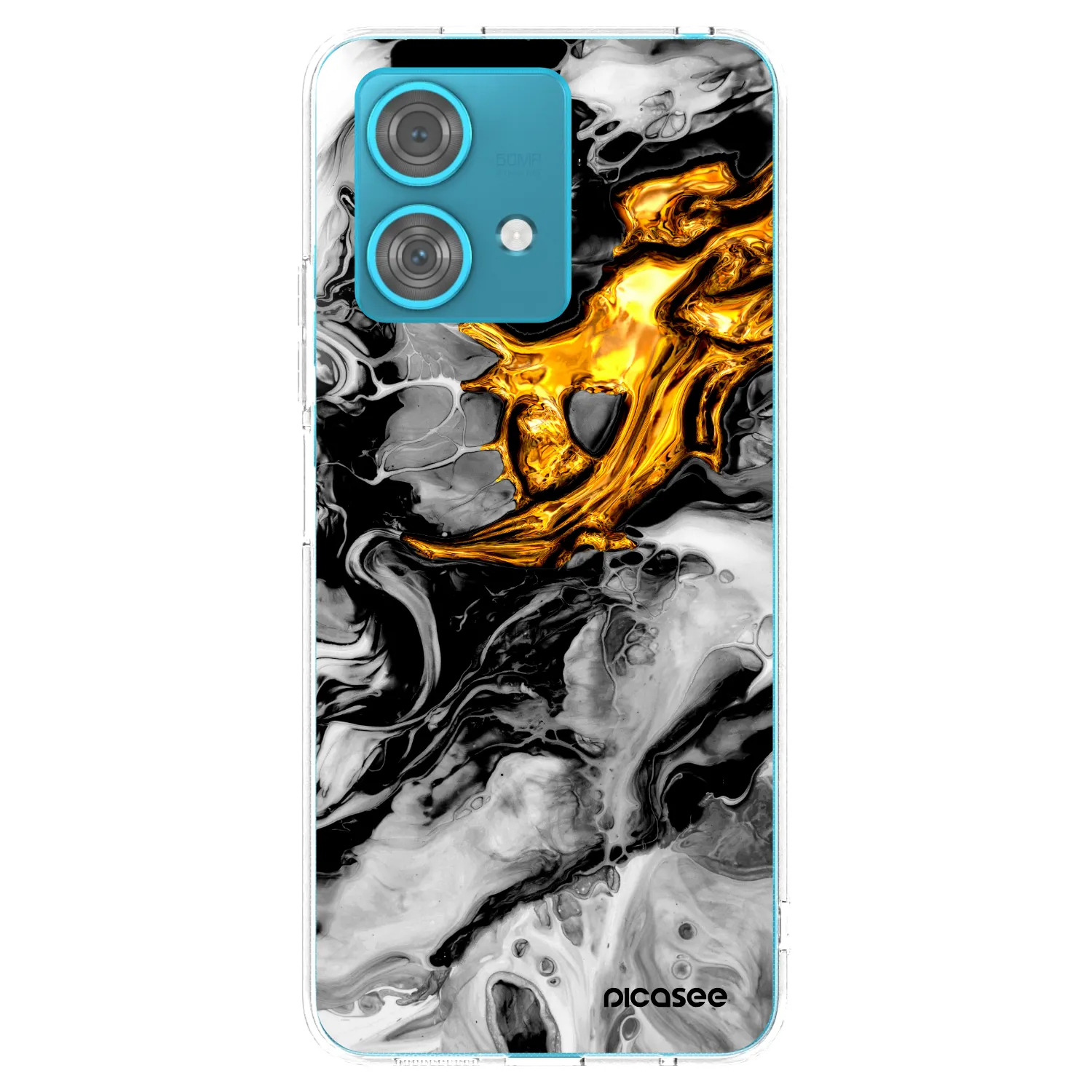 Picasee átlátszó szilikon tok az alábbi mobiltelefonokra Motorola Edge 40 Neo - Black Gold 2