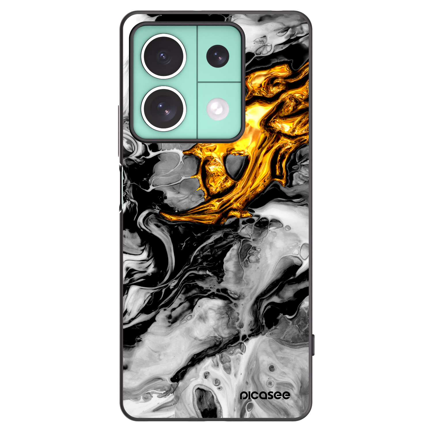 Picasee fekete szilikon tok az alábbi mobiltelefonokra Xiaomi Redmi Note 13 5G - Black Gold 2