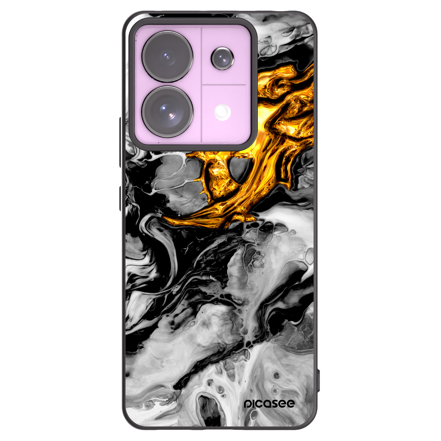 Picasee fekete szilikon tok az alábbi mobiltelefonokra Xiaomi Redmi Note 13 Pro 5G - Black Gold 2