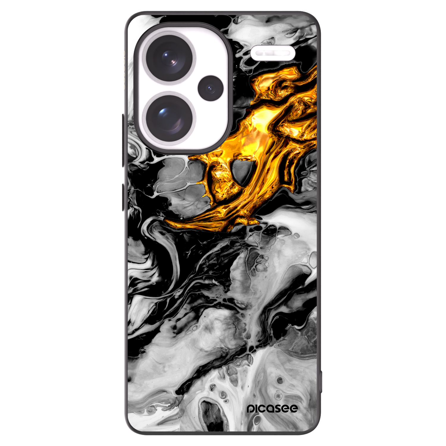 Picasee fekete szilikon tok az alábbi mobiltelefonokra Xiaomi Redmi Note 13 Pro+ 5G - Black Gold 2