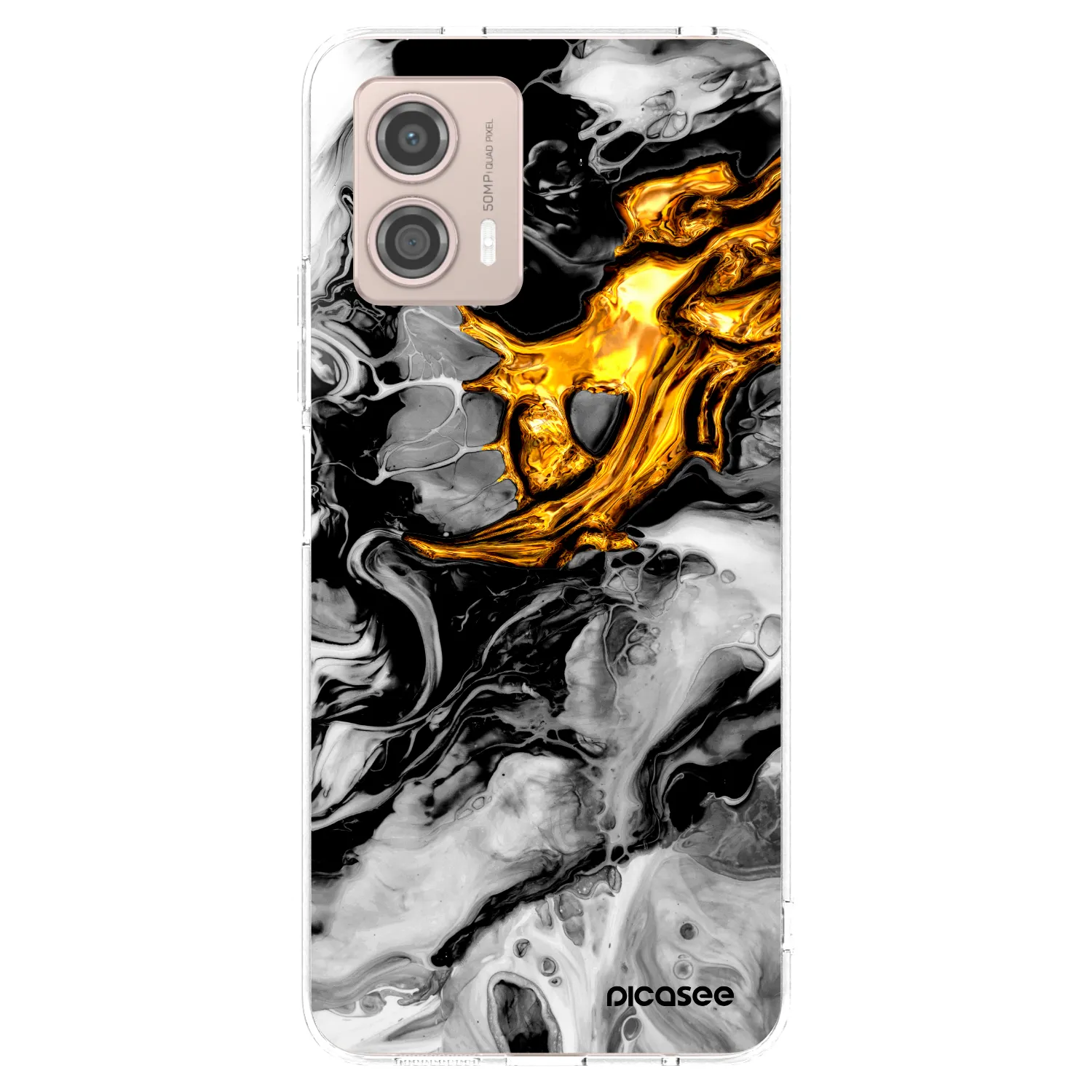 Picasee átlátszó szilikon tok az alábbi mobiltelefonokra Motorola Moto G53 5G - Black Gold 2
