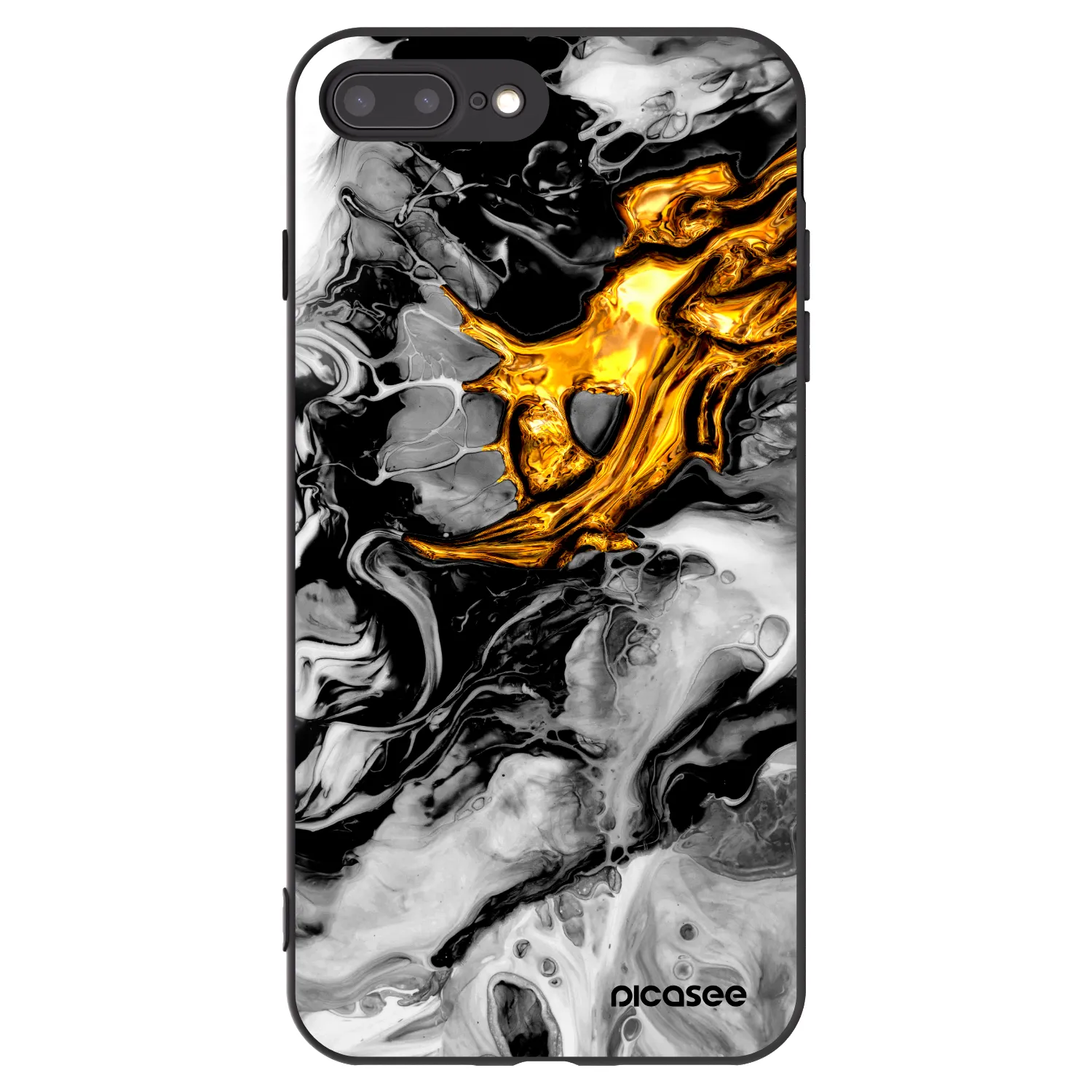 Picasee fekete szilikon tok az alábbi mobiltelefonokra Apple iPhone 8 Plus - Black Gold 2
