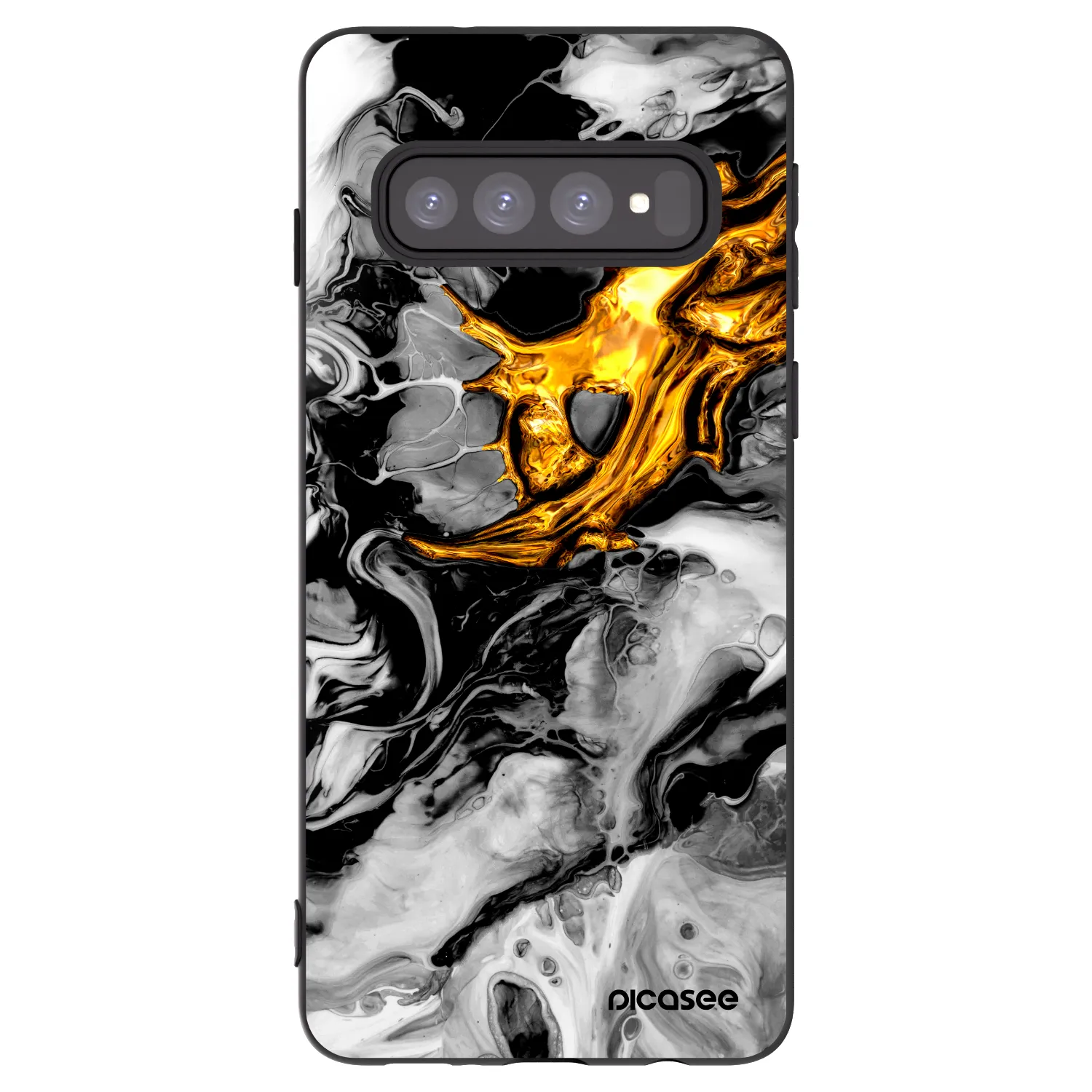 Picasee fekete szilikon tok az alábbi mobiltelefonokra Samsung Galaxy S10 G973 - Black Gold 2
