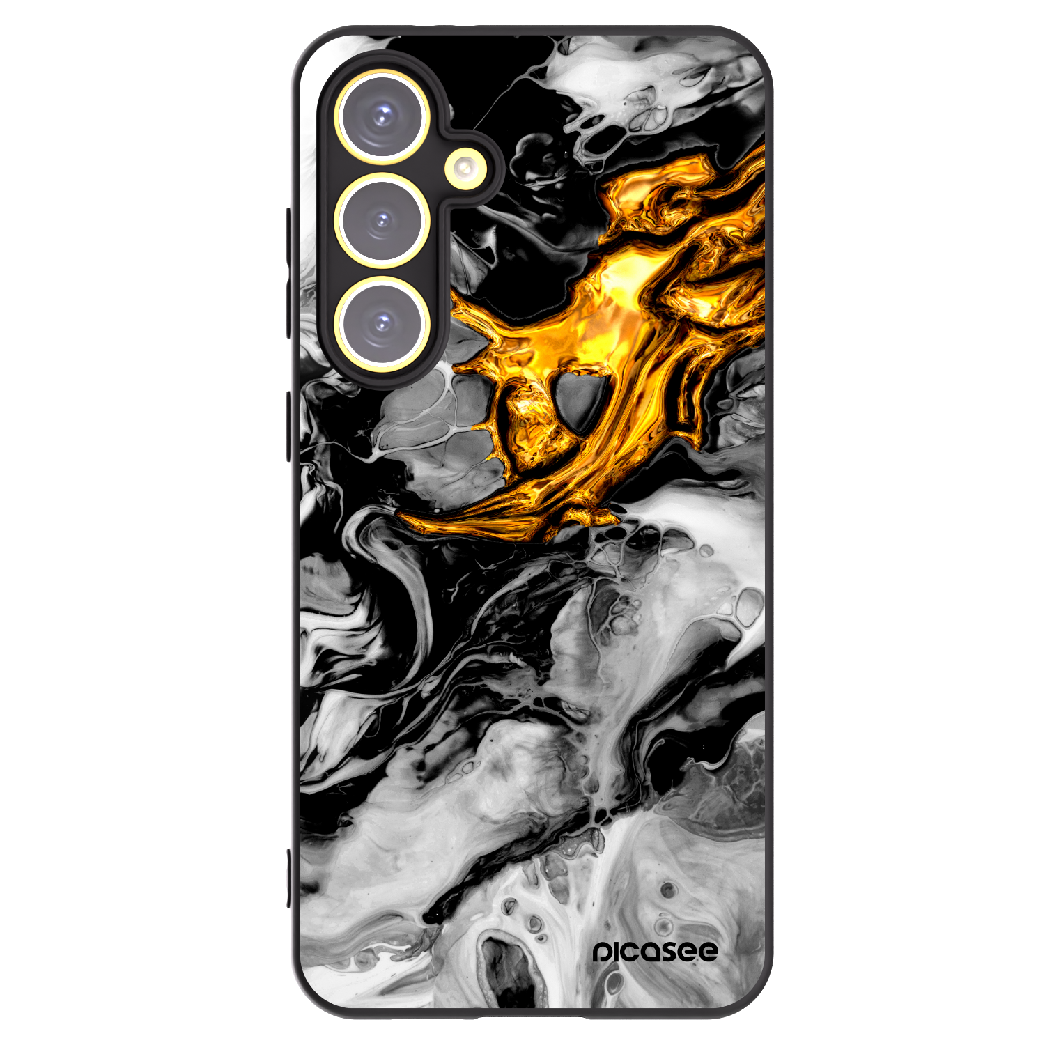 Picasee fekete szilikon tok az alábbi mobiltelefonokra Samsung Galaxy S24 FE S721B - Black Gold 2