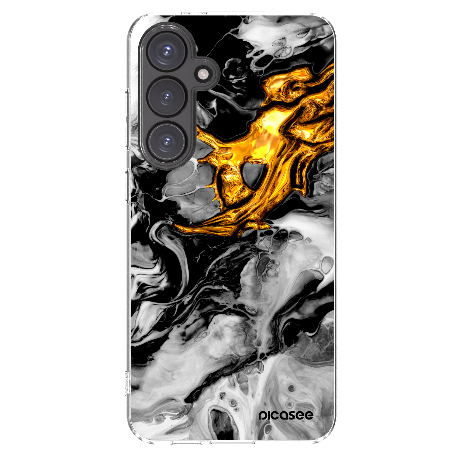 Picasee átlátszó szilikon tok az alábbi mobiltelefonokra Samsung Galaxy S24 FE S721B - Black Gold 2