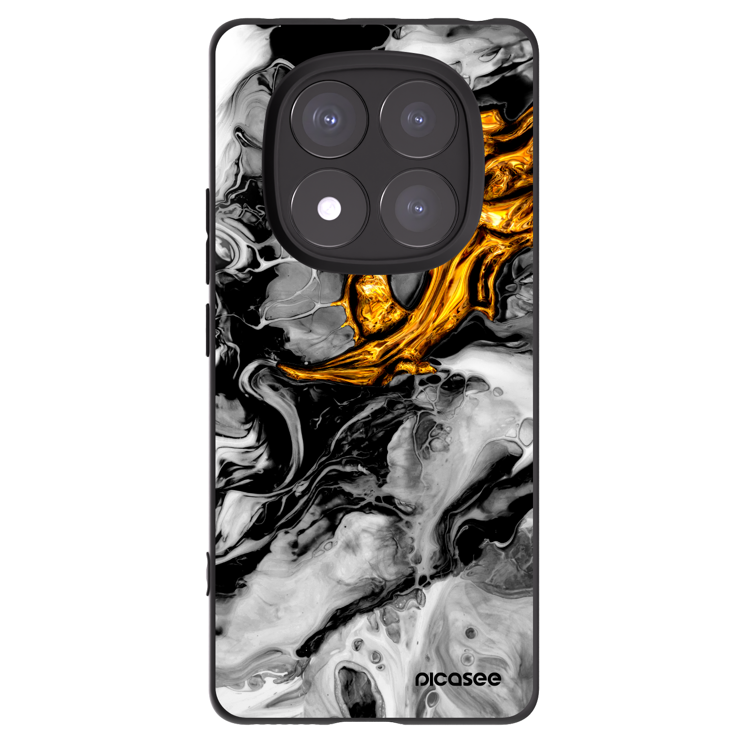 Picasee fekete szilikon tok az alábbi mobiltelefonokra Xiaomi Redmi Note 14 Pro+ 5G - Black Gold 2