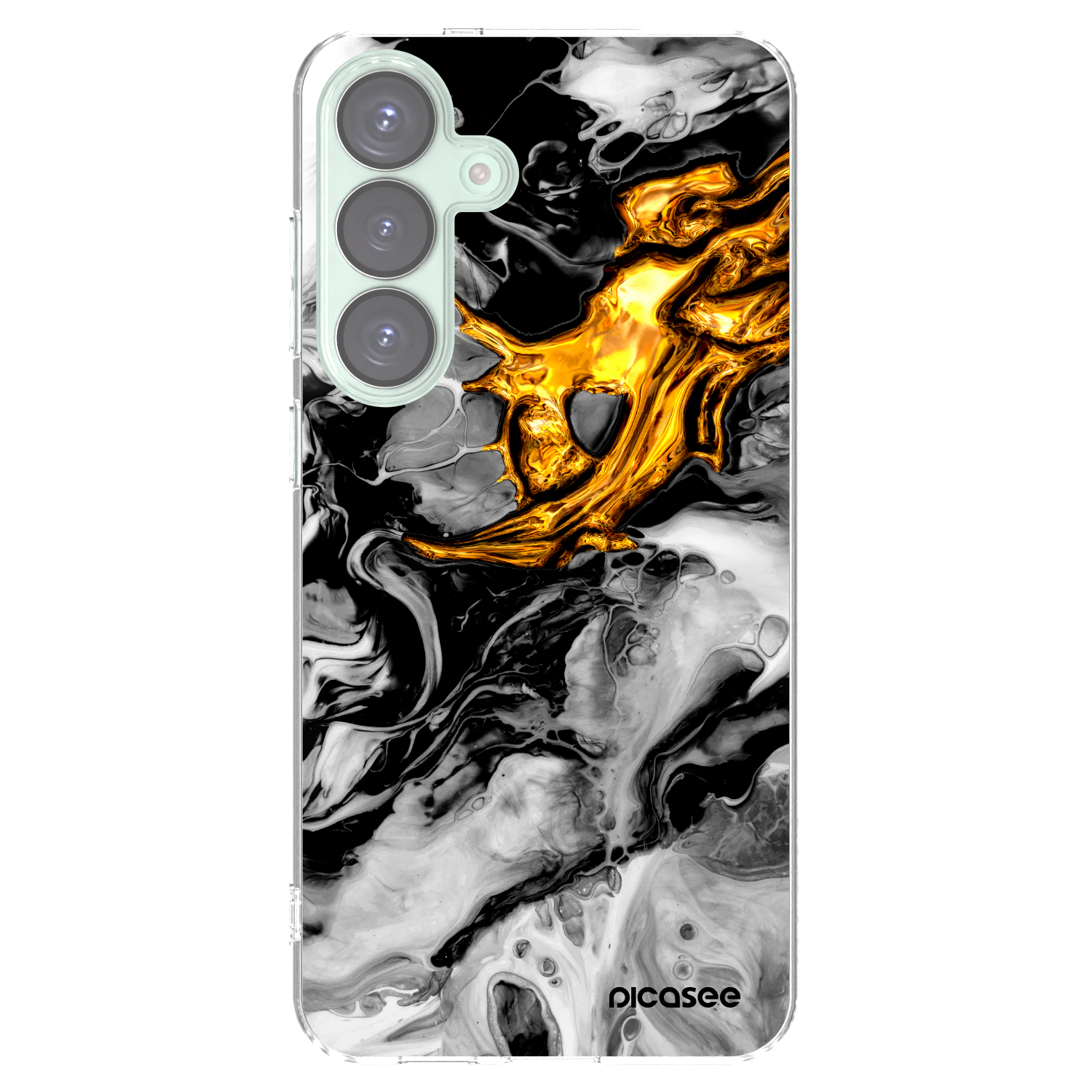 Picasee átlátszó szilikon tok az alábbi mobiltelefonokra Samsung Galaxy S25+ 5G - Black Gold 2