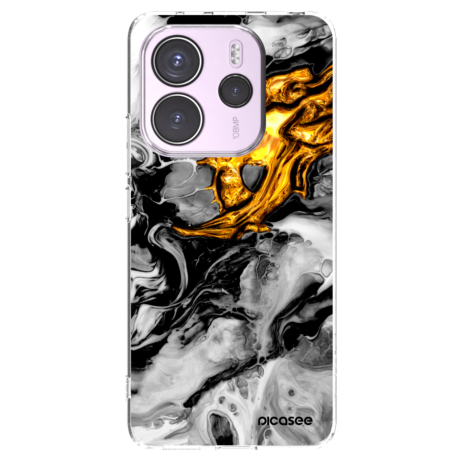 Picasee átlátszó szilikon tok az alábbi mobiltelefonokra Xiaomi Redmi Note 14 4G - Black Gold 2