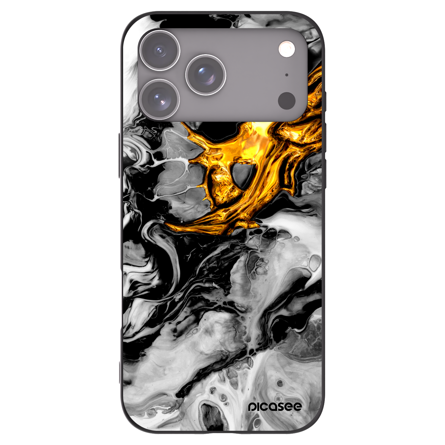 Picasee fekete szilikon tok az alábbi mobiltelefonokra Apple iPhone 17 Pro Max - Black Gold 2