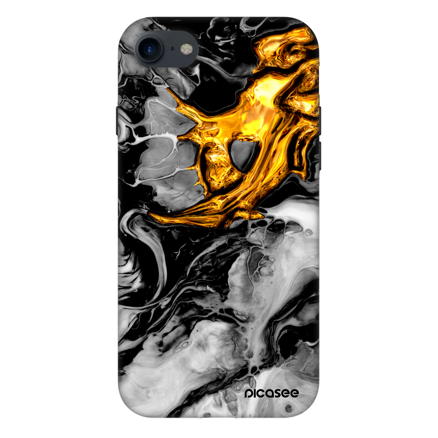 Picasee Fashion Case Apple iPhone SE 2020 - Black Gold 2