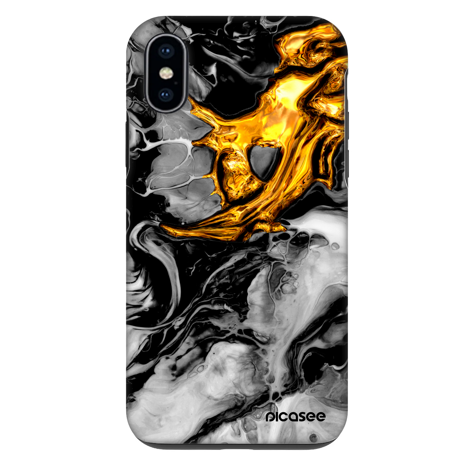 Picasee Fashion Case Apple iPhone X/XS - Black Gold 2