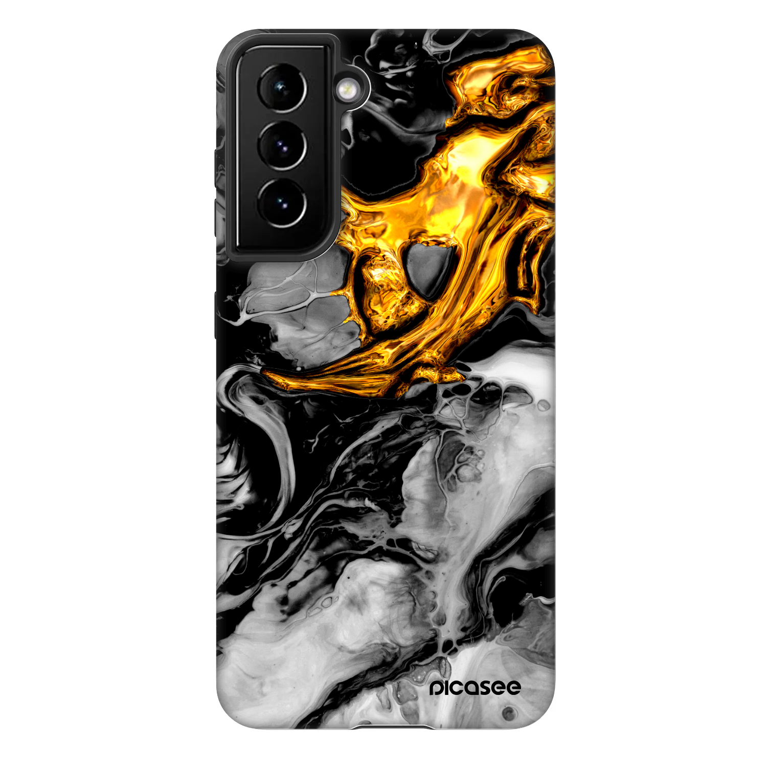 Picasee Fashion Case Samsung Galaxy S21 FE 5G - Black Gold 2