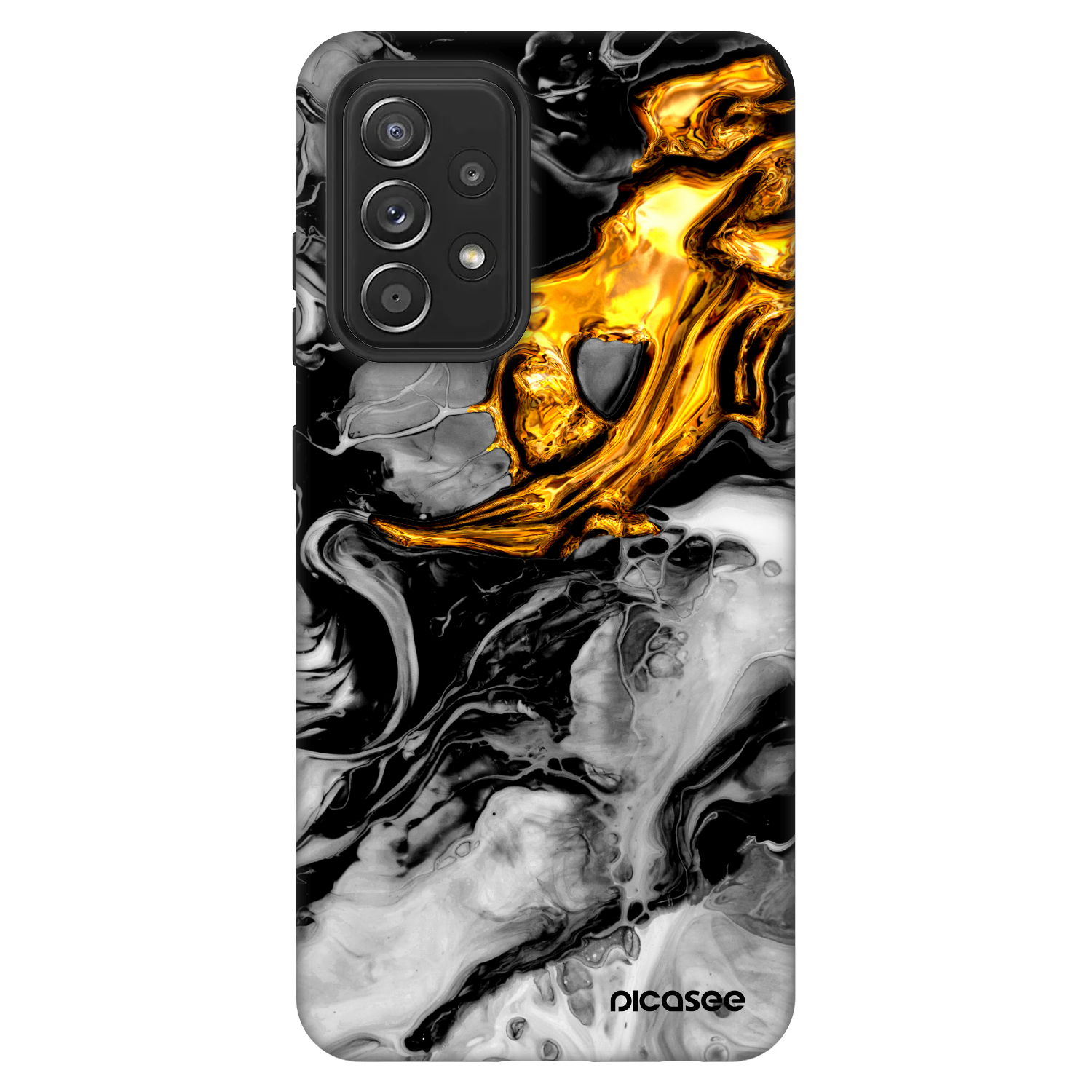 Picasee Fashion Case Samsung Galaxy A52 5G A525F - Black Gold 2