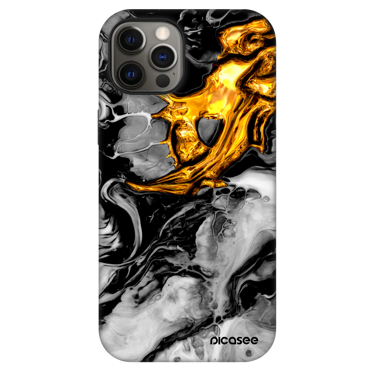 Picasee Fashion Case MagSafe Apple iPhone 12 - Black Gold 2