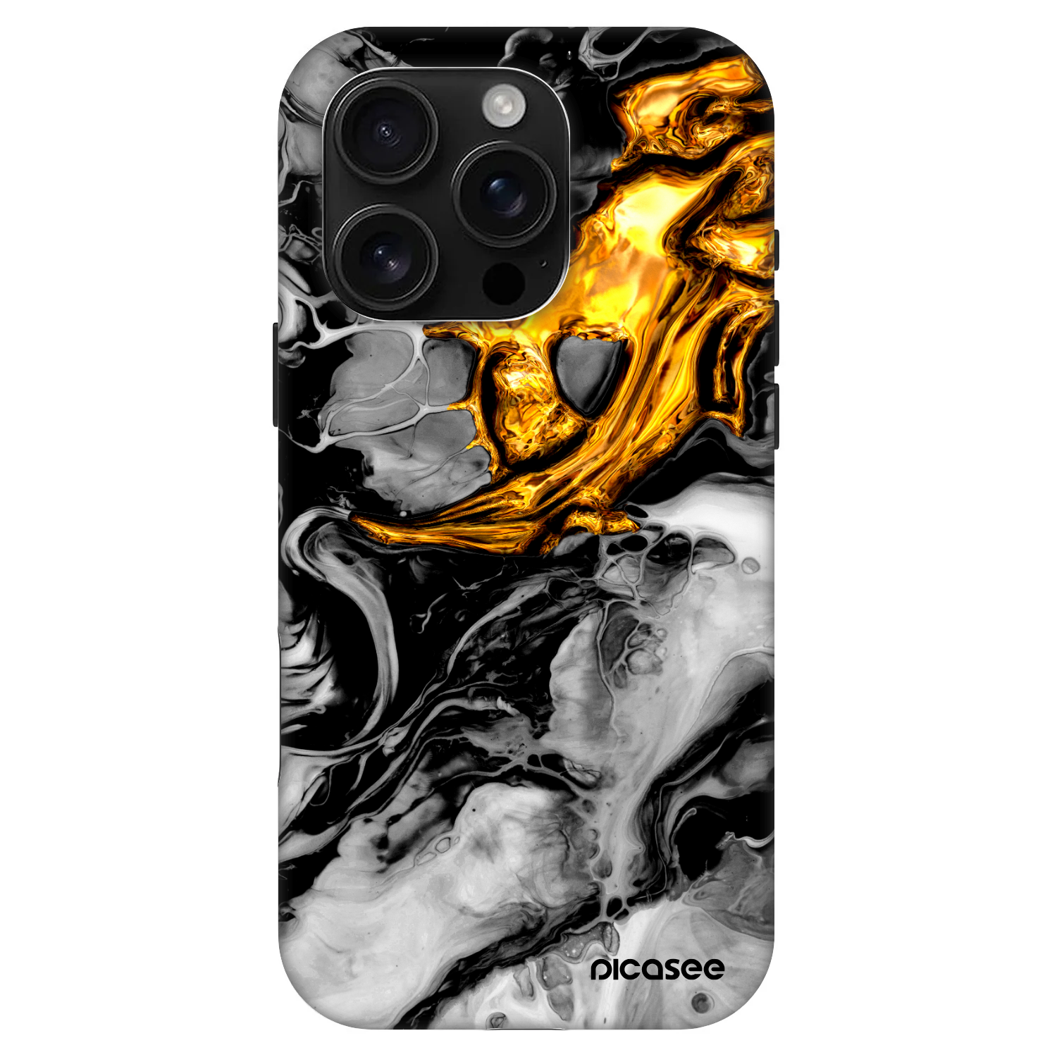 Picasee Fashion Case MagSafe Apple iPhone 16 Pro - Black Gold 2