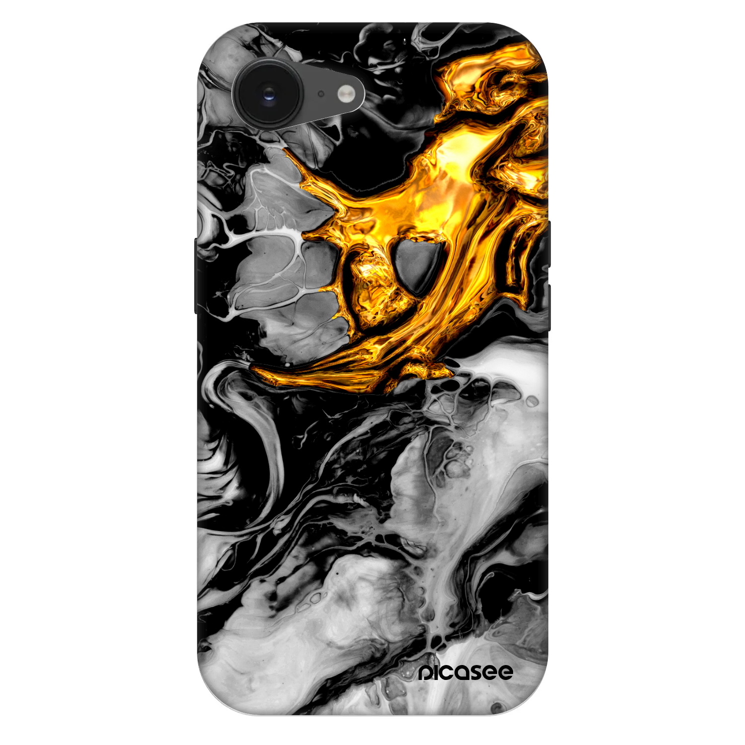 Picasee Fashion Case MagSafe Apple iPhone 16e - Black Gold 2
