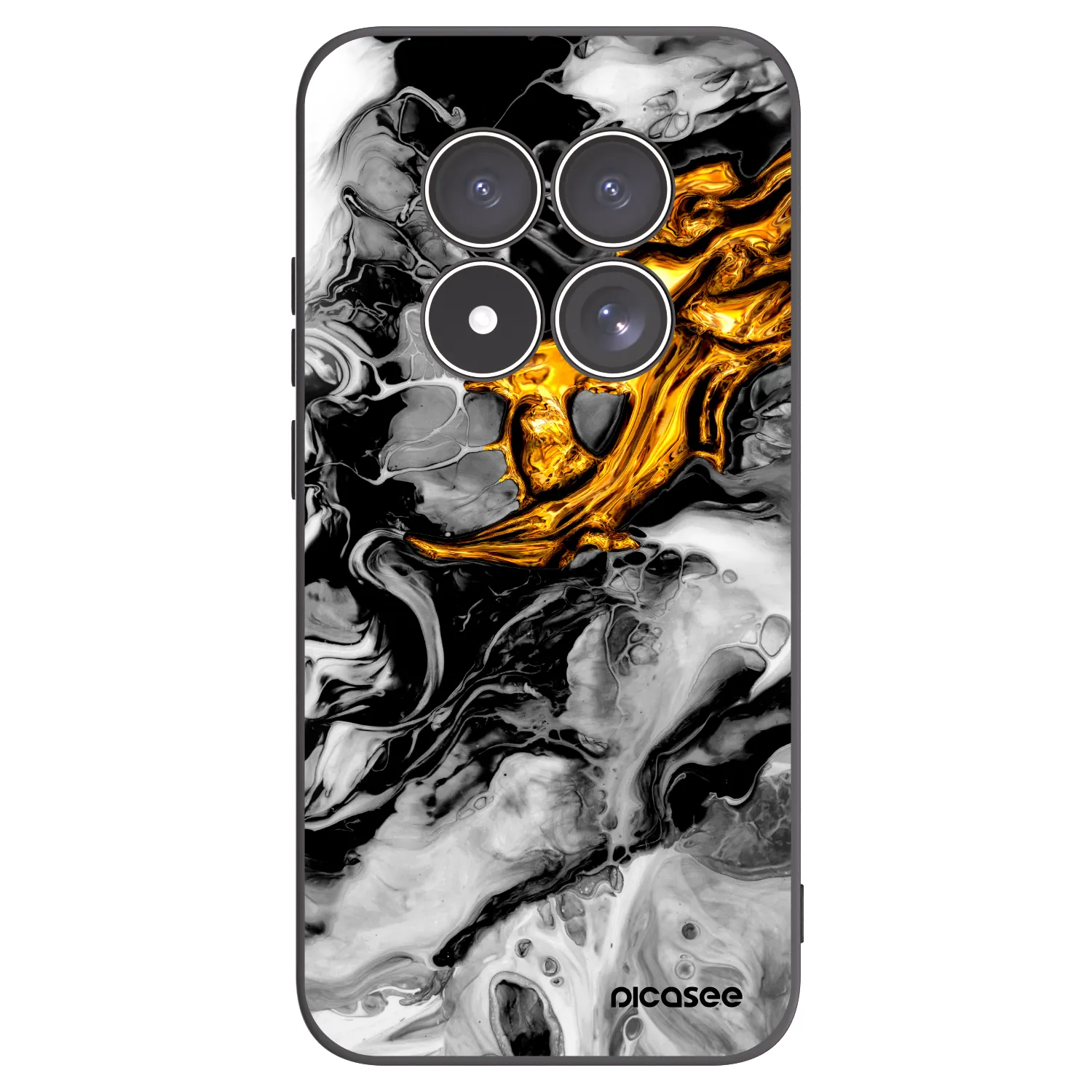 Picasee fekete szilikon tok az alábbi mobiltelefonokra Xiaomi Redmi Note 15 Pro 5G - Black Gold 2