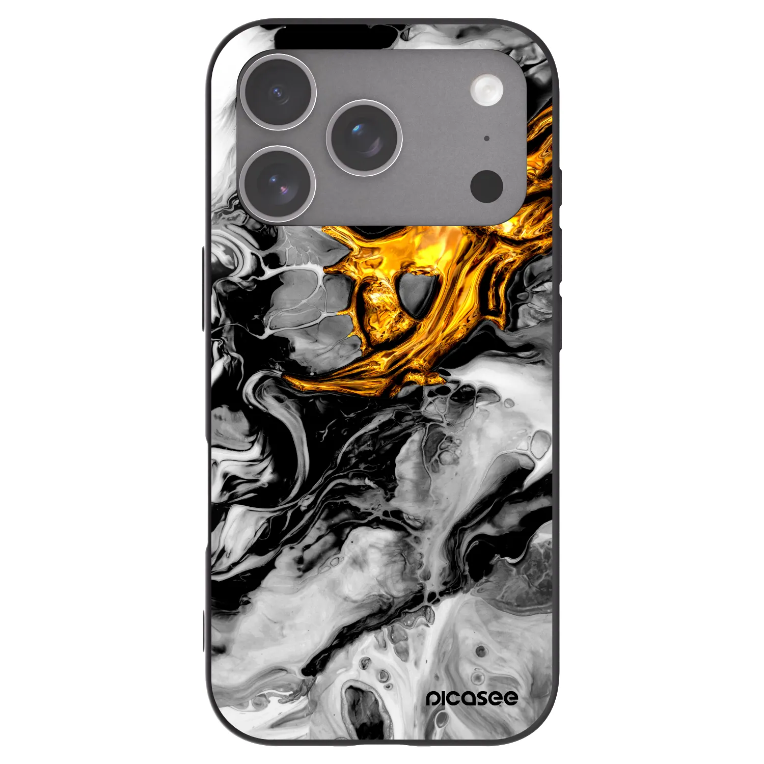Picasee fekete szilikon tok az alábbi mobiltelefonokra Apple iPhone 18 Pro - Black Gold 2