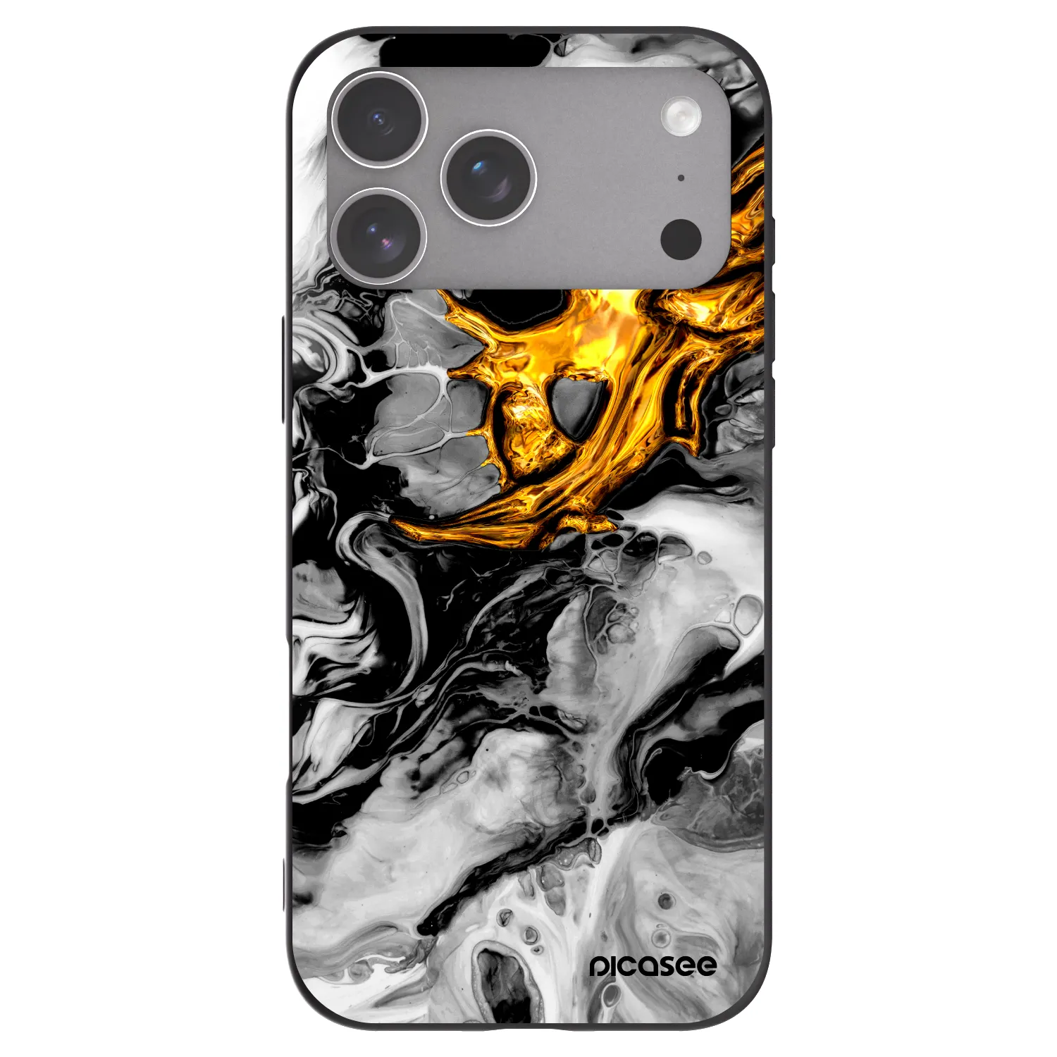 Picasee fekete szilikon tok az alábbi mobiltelefonokra Apple iPhone 18 Pro Max - Black Gold 2