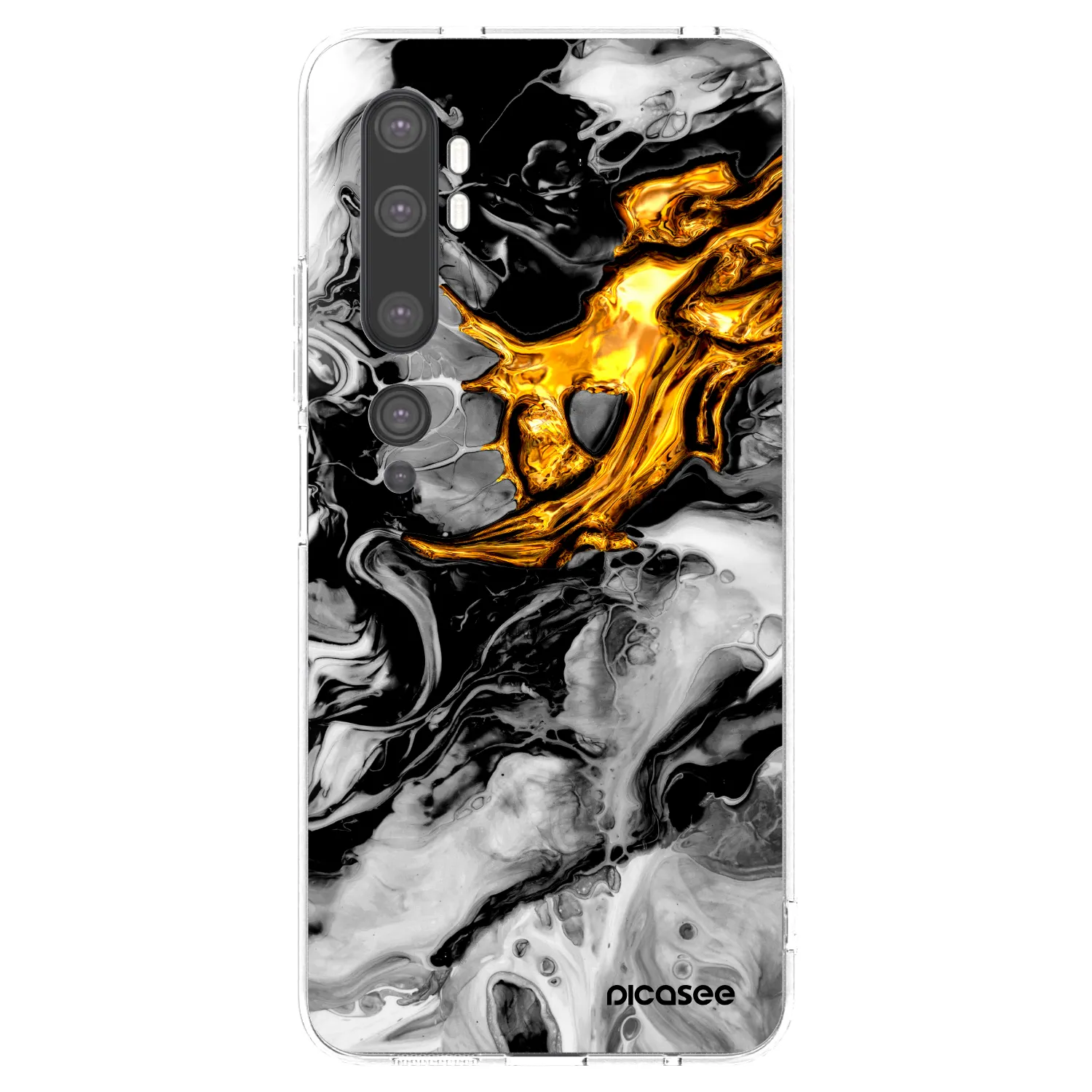 Picasee átlátszó szilikon tok az alábbi mobiltelefonokra Xiaomi Mi Note 10 (Pro) - Black Gold 2