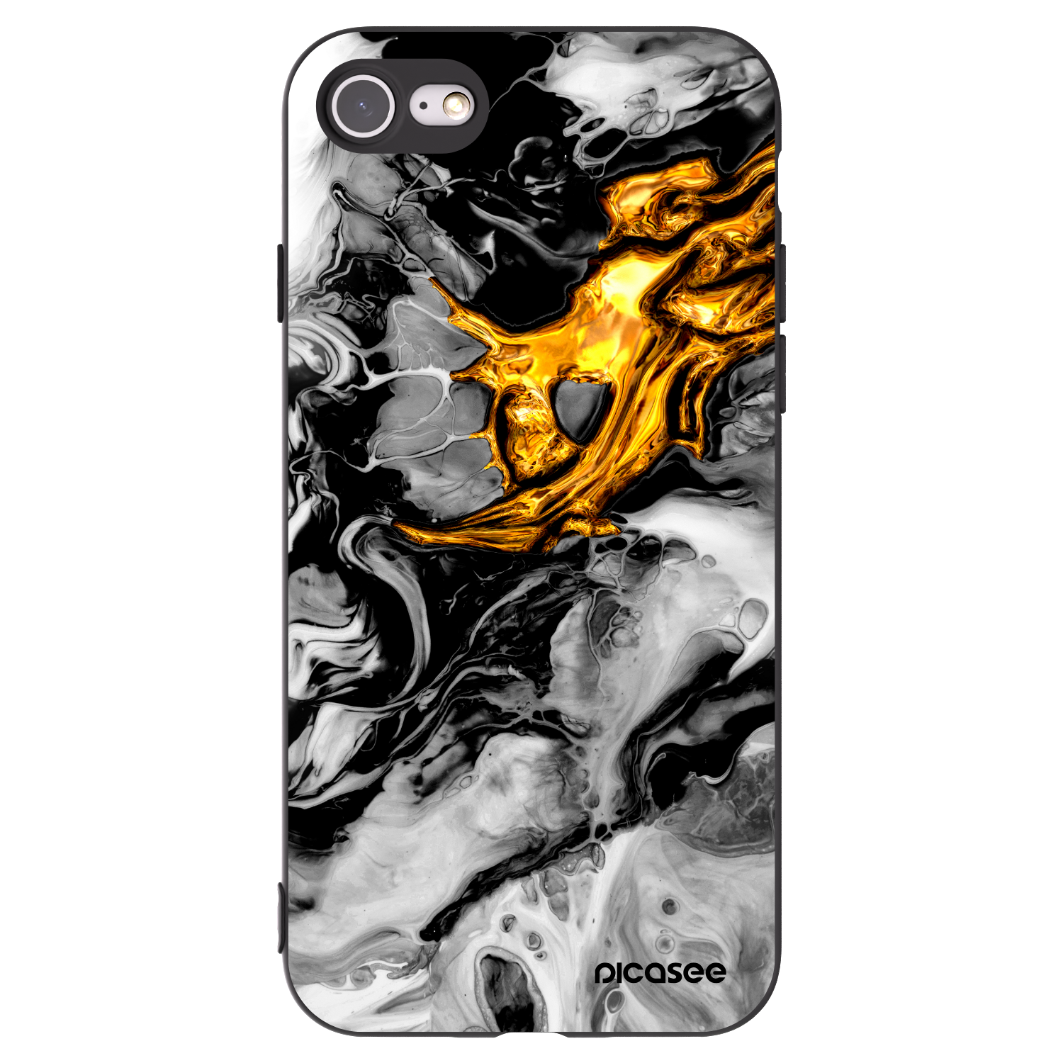 Picasee fekete szilikon tok az alábbi mobiltelefonokra Apple iPhone SE 2020 - Black Gold 2