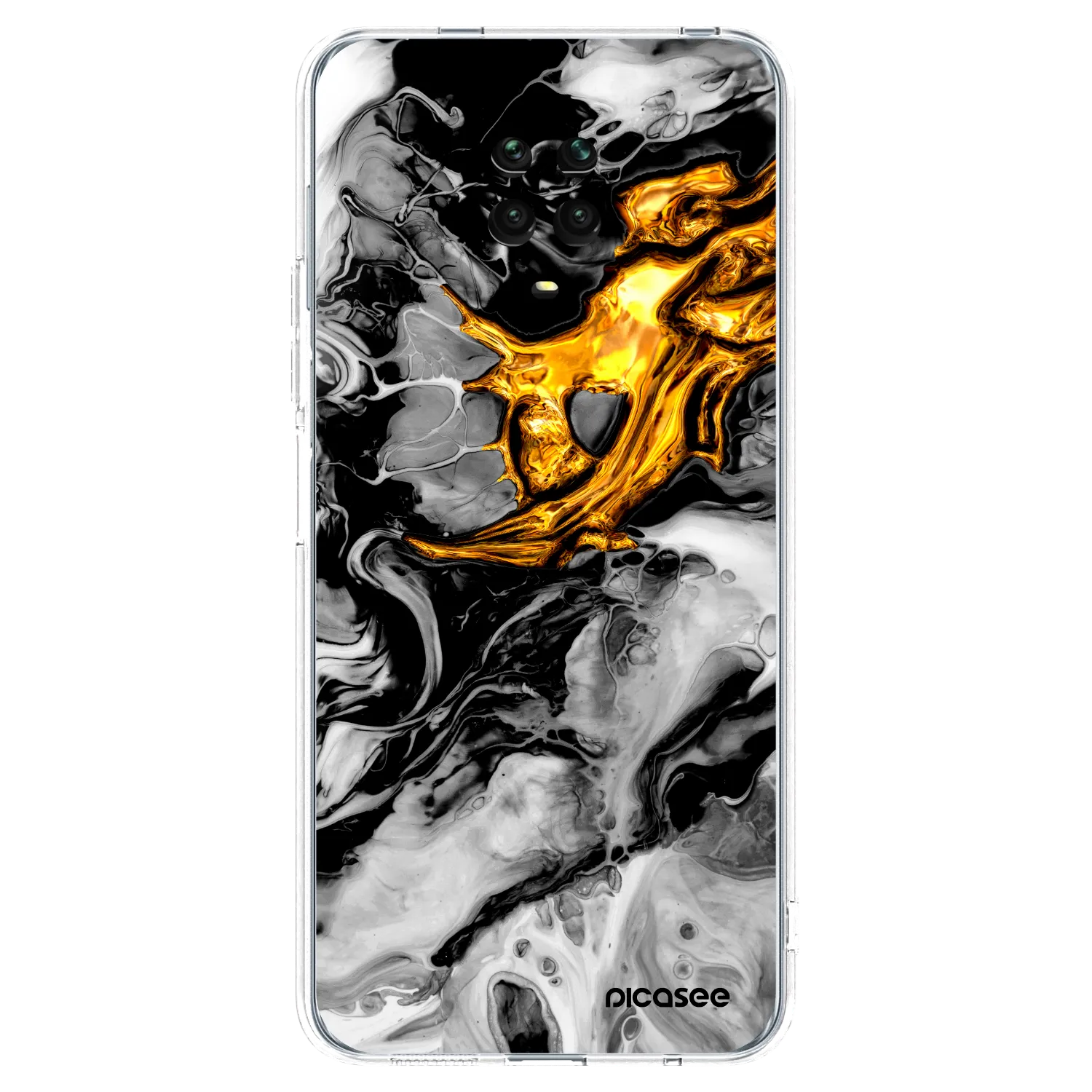 Picasee átlátszó szilikon tok az alábbi mobiltelefonokra Xiaomi Redmi Note 9S - Black Gold 2
