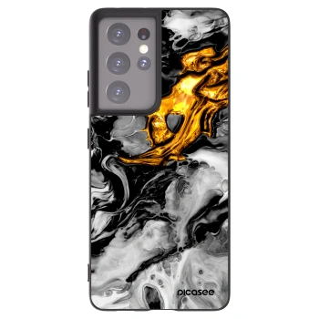 Picasee fekete szilikon tok az alábbi mobiltelefonokra Samsung Galaxy S21 Ultra 5G G998B - Black Gold 2
