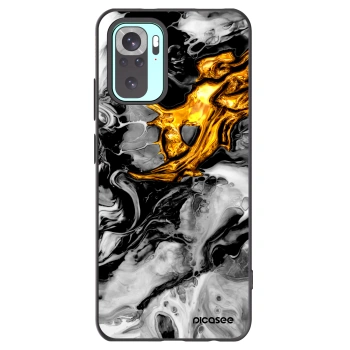 Picasee fekete szilikon tok az alábbi mobiltelefonokra Xiaomi Redmi Note 10 Pro - Black Gold 2