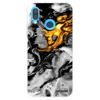Picasee átlátszó szilikon tok az alábbi mobiltelefonokra Huawei P20 Lite - Black Gold 2