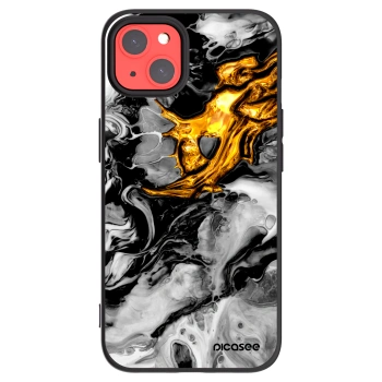Picasee fekete szilikon tok az alábbi mobiltelefonokra Apple iPhone 13 - Black Gold 2