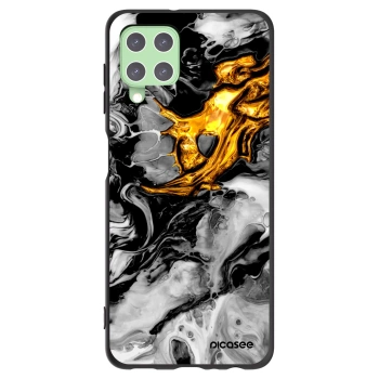 Picasee fekete szilikon tok az alábbi mobiltelefonokra Samsung Galaxy A22 A225F 4G - Black Gold 2