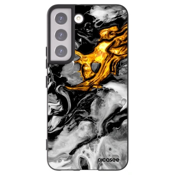 Picasee fekete szilikon tok az alábbi mobiltelefonokra Samsung Galaxy S22 5G - Black Gold 2