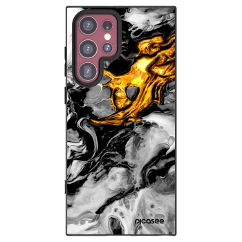 Picasee fekete szilikon tok az alábbi mobiltelefonokra Samsung Galaxy S22 Ultra 5G - Black Gold 2