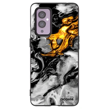 Picasee fekete szilikon tok az alábbi mobiltelefonokra OnePlus 9 - Black Gold 2