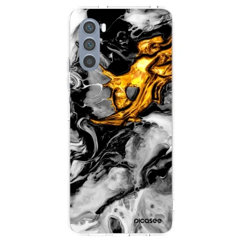 Picasee átlátszó szilikon tok az alábbi mobiltelefonokra Motorola Moto G62 - Black Gold 2