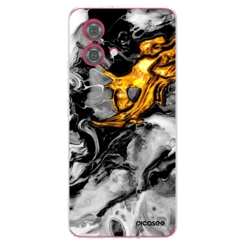 Picasee átlátszó szilikon tok az alábbi mobiltelefonokra Motorola Moto G84 5G - Black Gold 2
