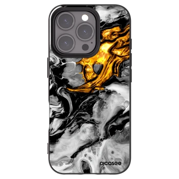 Picasee fekete szilikon tok az alábbi mobiltelefonokra Apple iPhone 16 Pro - Black Gold 2