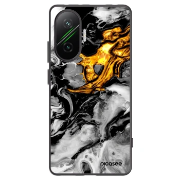 Picasee fekete szilikon tok az alábbi mobiltelefonokra Xiaomi Poco F7 Pro 5G - Black Gold 2