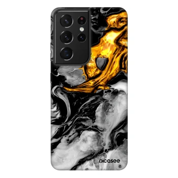 Picasee Fashion Case Samsung Galaxy S21 Ultra 5G G998B - Black Gold 2