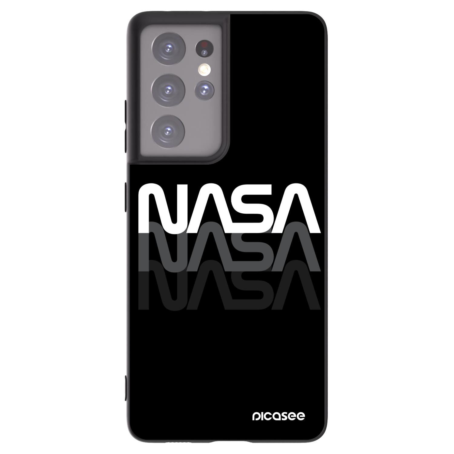 Picasee fekete szilikon tok az alábbi mobiltelefonokra Samsung Galaxy S21 Ultra 5G G998B - NASA Triple