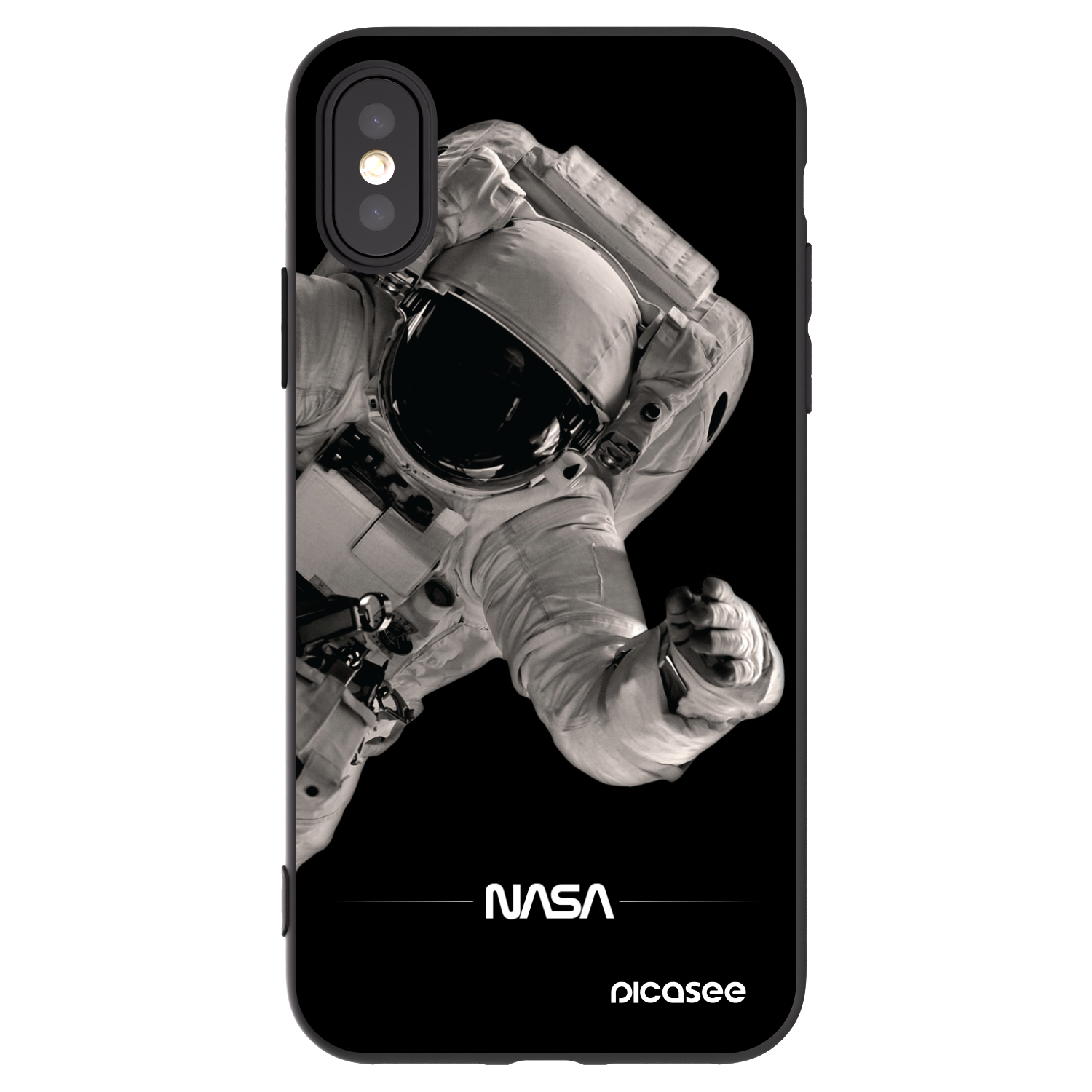 Picasee fekete szilikon tok az alábbi mobiltelefonokra Apple iPhone X/XS - Astronaut Big