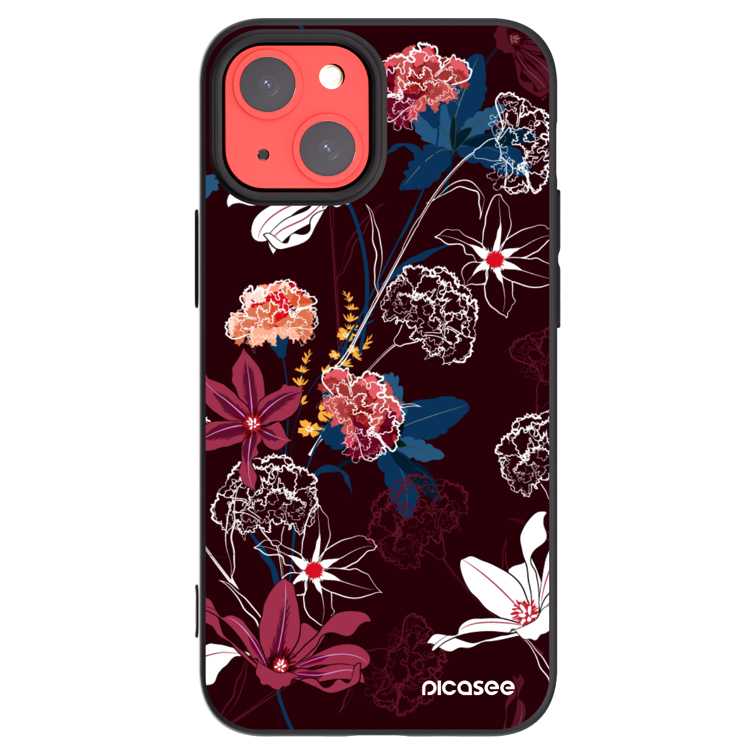 Picasee fekete szilikon tok az alábbi mobiltelefonokra Apple iPhone 13 mini - Dark Meadow