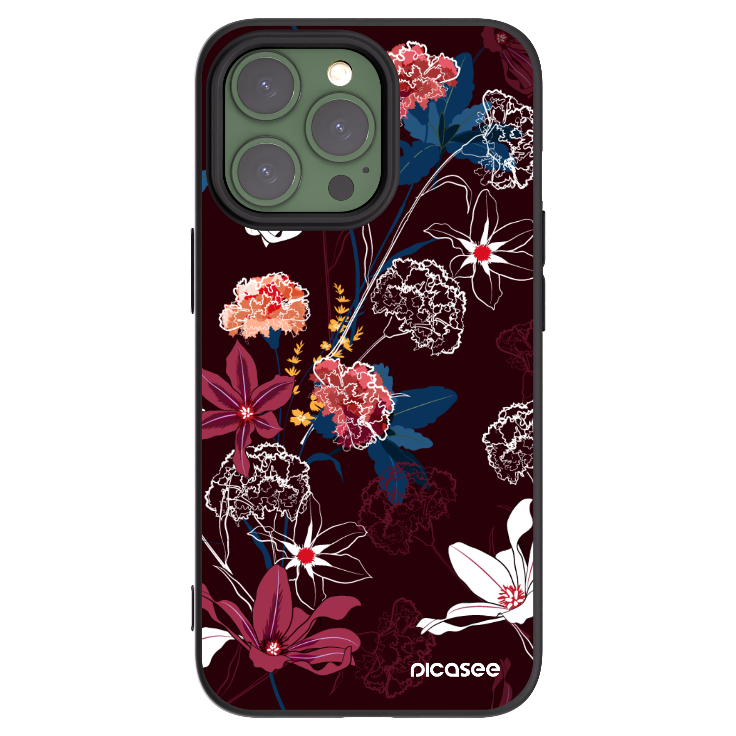 Picasee fekete szilikon tok az alábbi mobiltelefonokra Apple iPhone 13 Pro - Dark Meadow