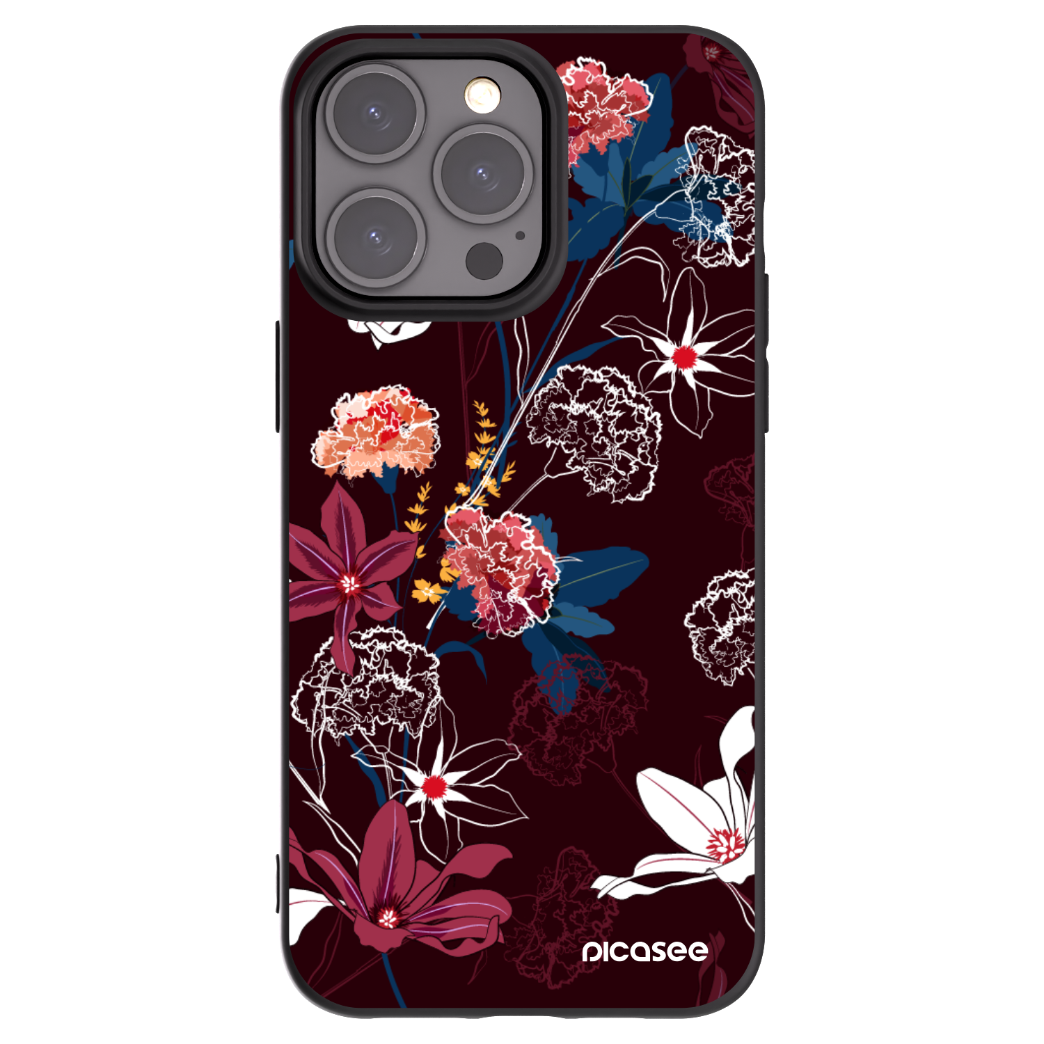 Picasee fekete szilikon tok az alábbi mobiltelefonokra Apple iPhone 15 Pro Max - Dark Meadow