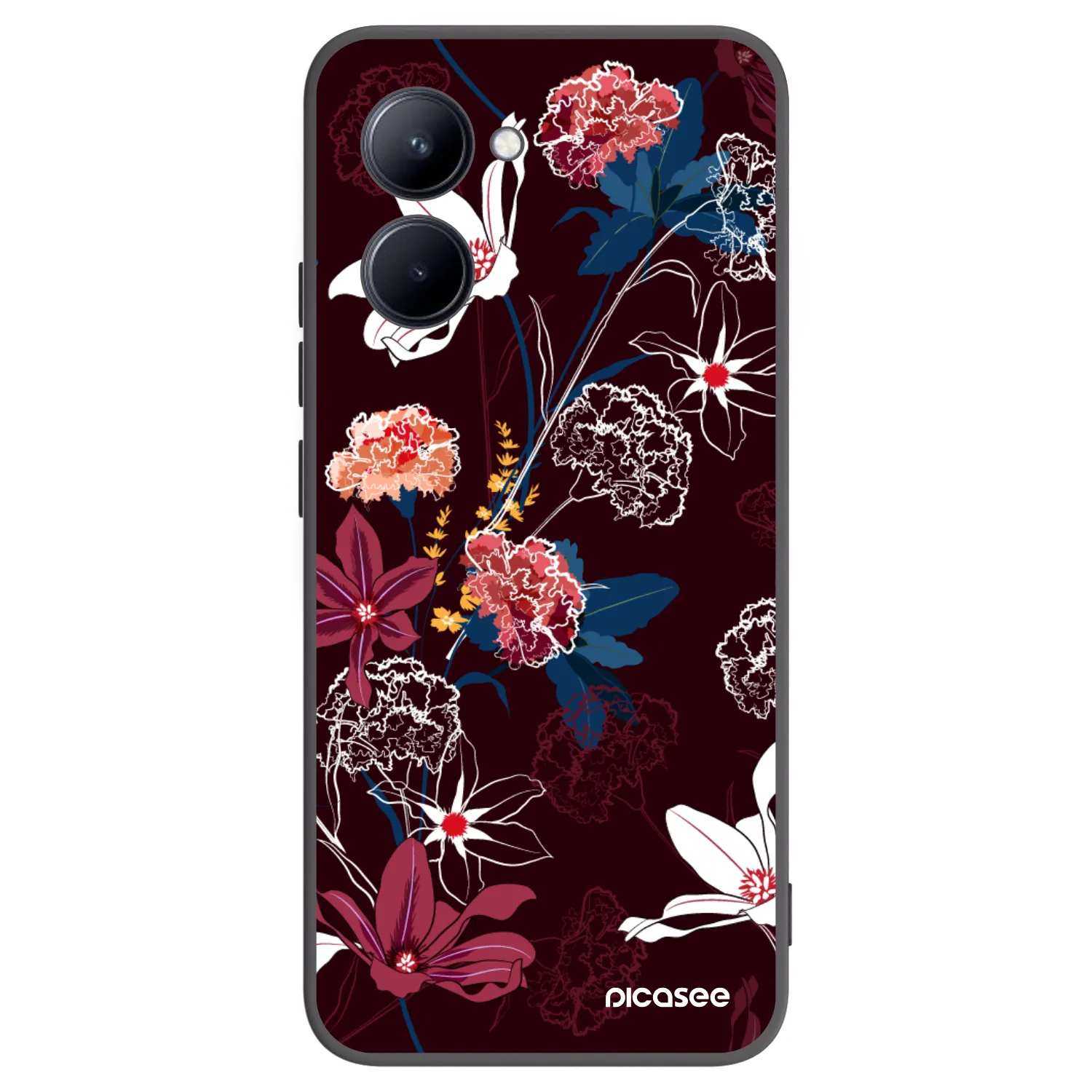 Picasee fekete szilikon tok az alábbi mobiltelefonokra Realme C33 (2023) - Dark Meadow