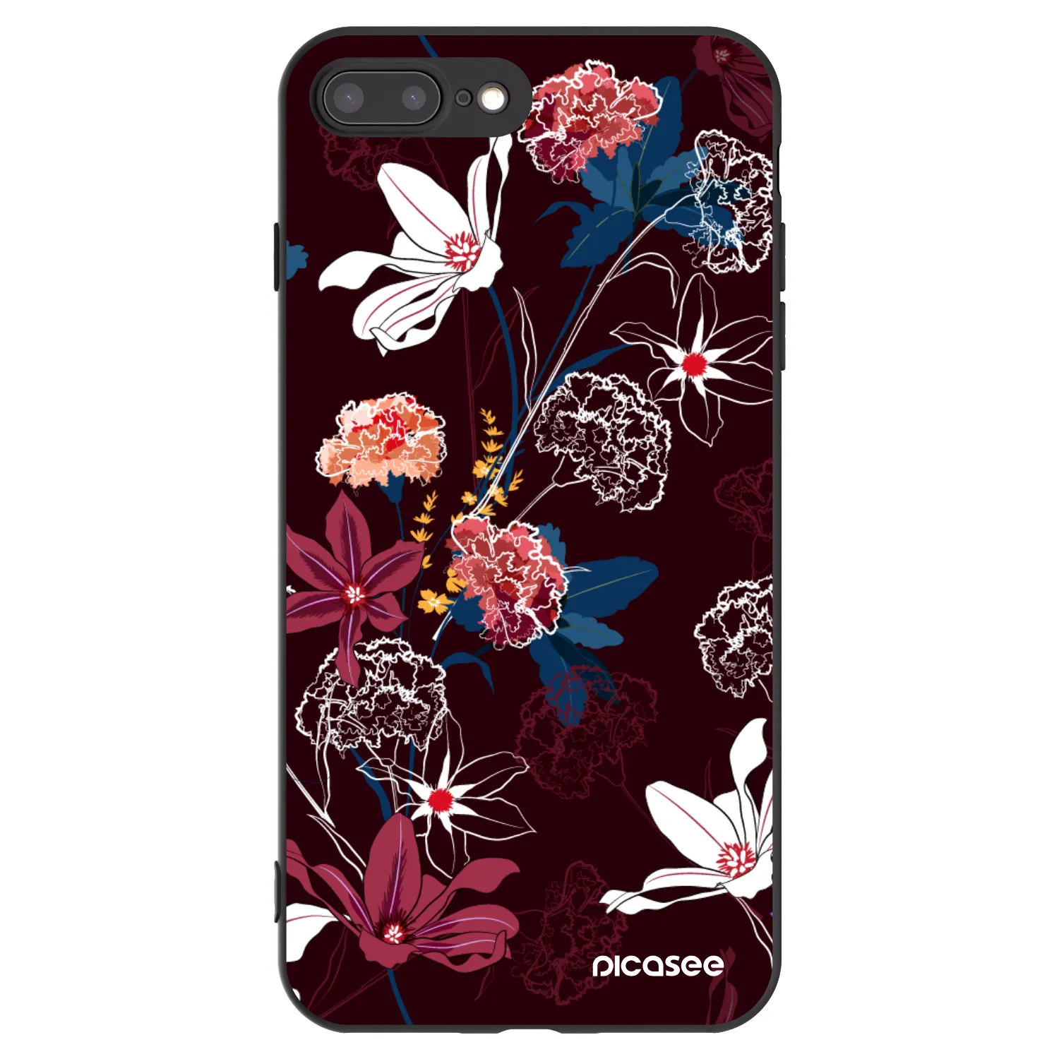 Picasee fekete szilikon tok az alábbi mobiltelefonokra Apple iPhone 7 Plus - Dark Meadow