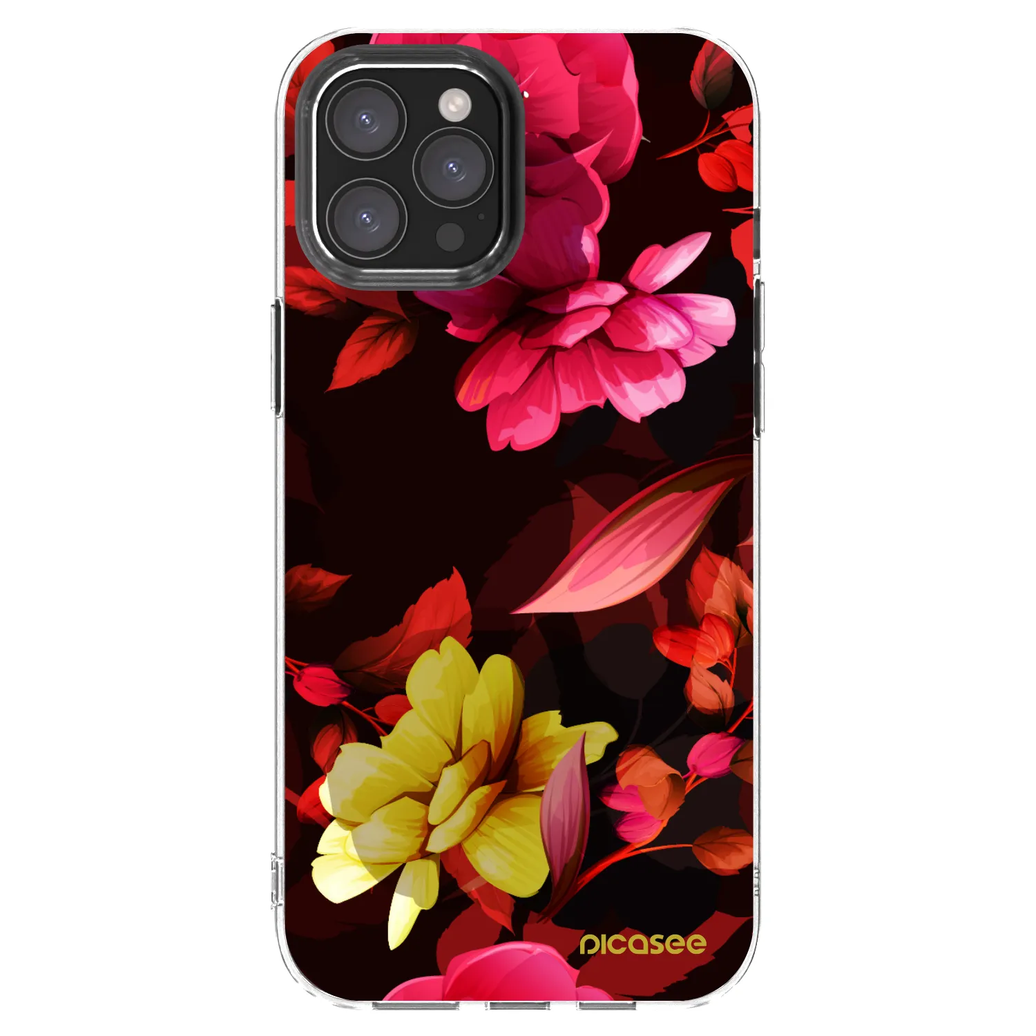 Picasee átlátszó szilikon tok az alábbi mobiltelefonokra Apple iPhone 12 Pro Max - Dark Peonny